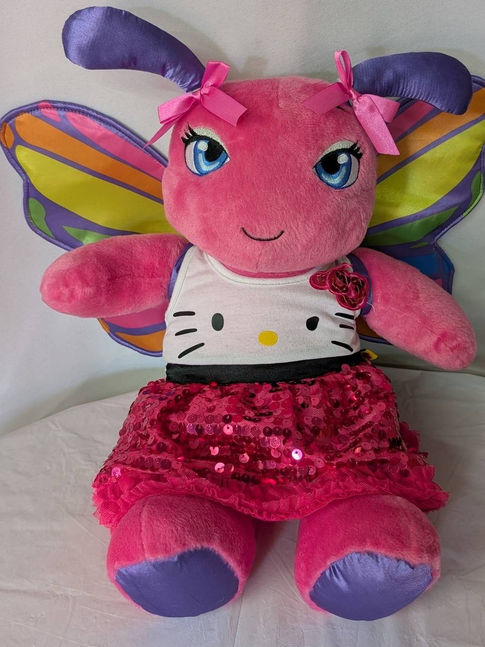 Build-A-Bear Pink Rainbow Dreams Butterfly Bug Plush W Outfit & Wings 2014 16+"